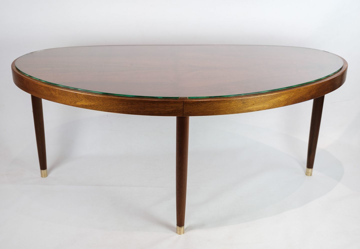 Coffee Table With Glass Top By Danish Master Carpenter In Walnut From Around The 1940s.