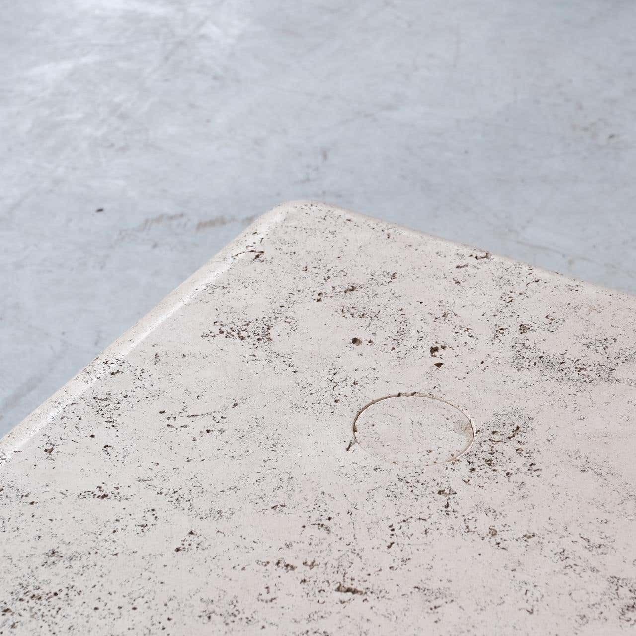 photo furniture Angelo Mangiarotti Mid Century Travertine Table For Up & Up