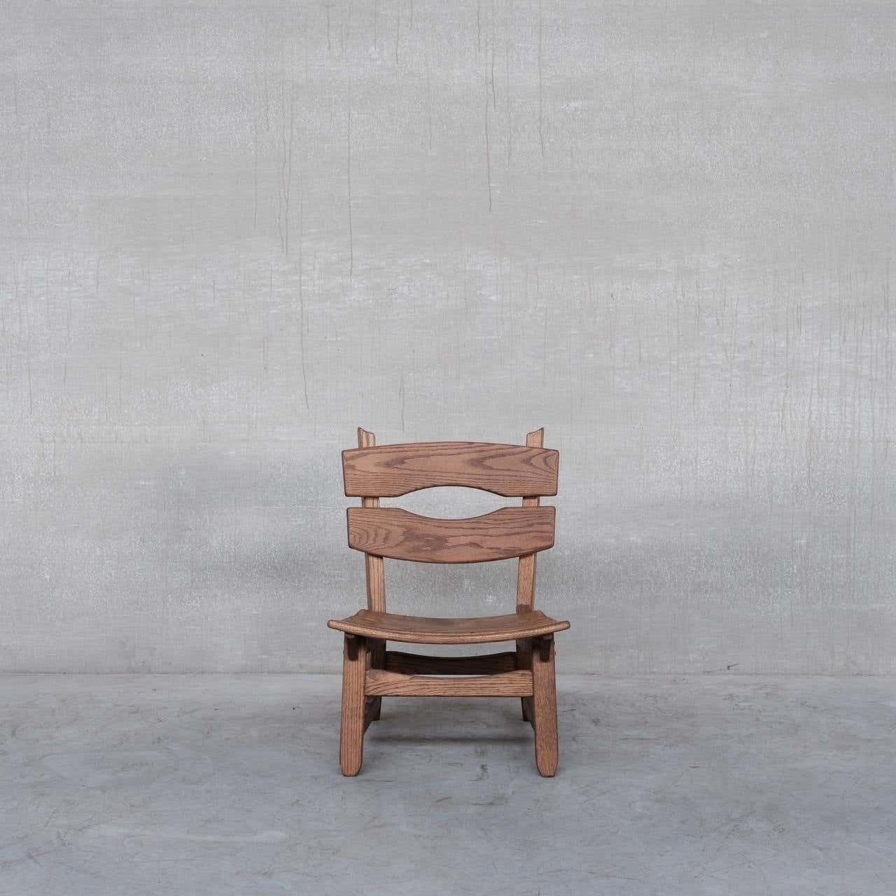 Brutalist Mid Century Low Wooden Lounge Chairs '7' photo for sale