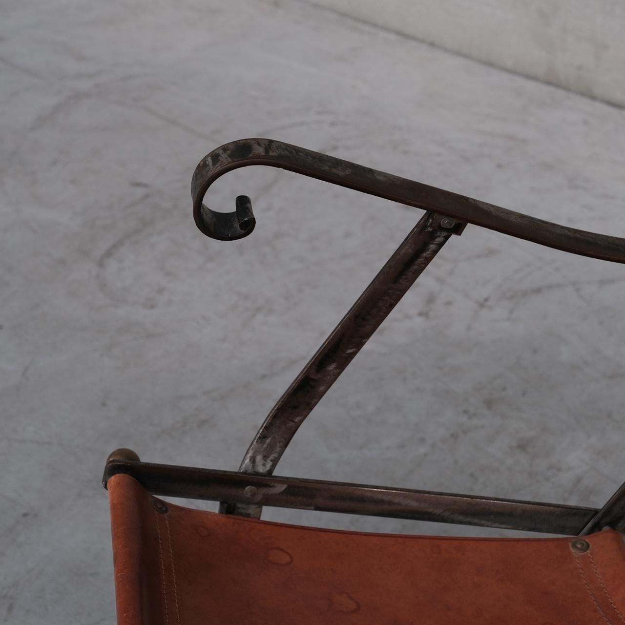 Pair Of Mid Century Leather And Metal Folding Armchairs photo buy