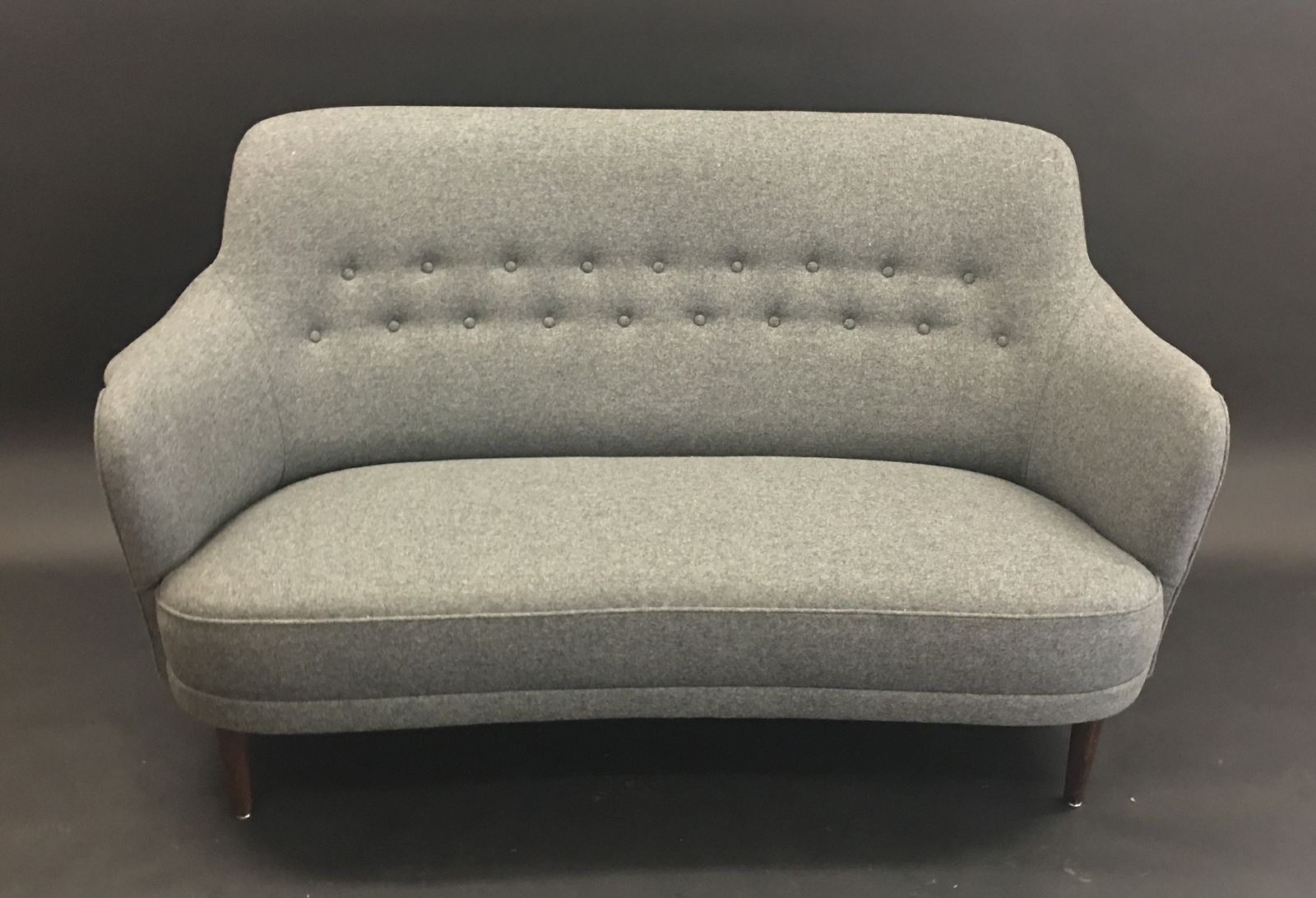 2 Seat 'Samas'sofa By Carl Malmsten For O.H. Sjogren Of Sweden In New Grey Woolen Fabric