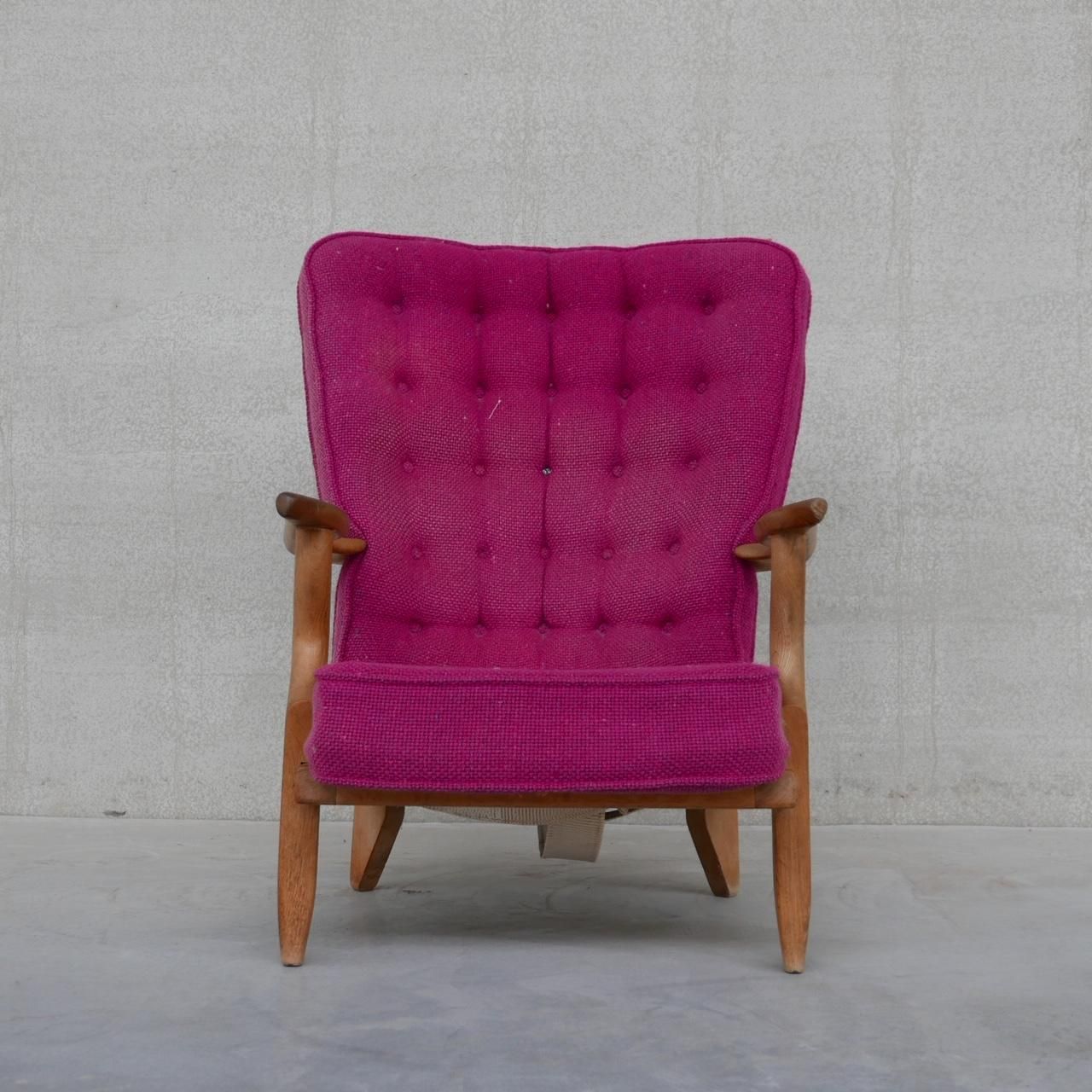 3915.0 Guillerme Et Chambron Oak Mid Century Repos Armchair photo