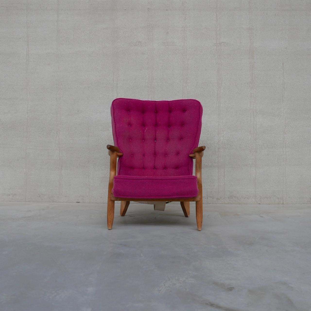 photo vinterior Guillerme Et Chambron Oak Mid Century Repos Armchair