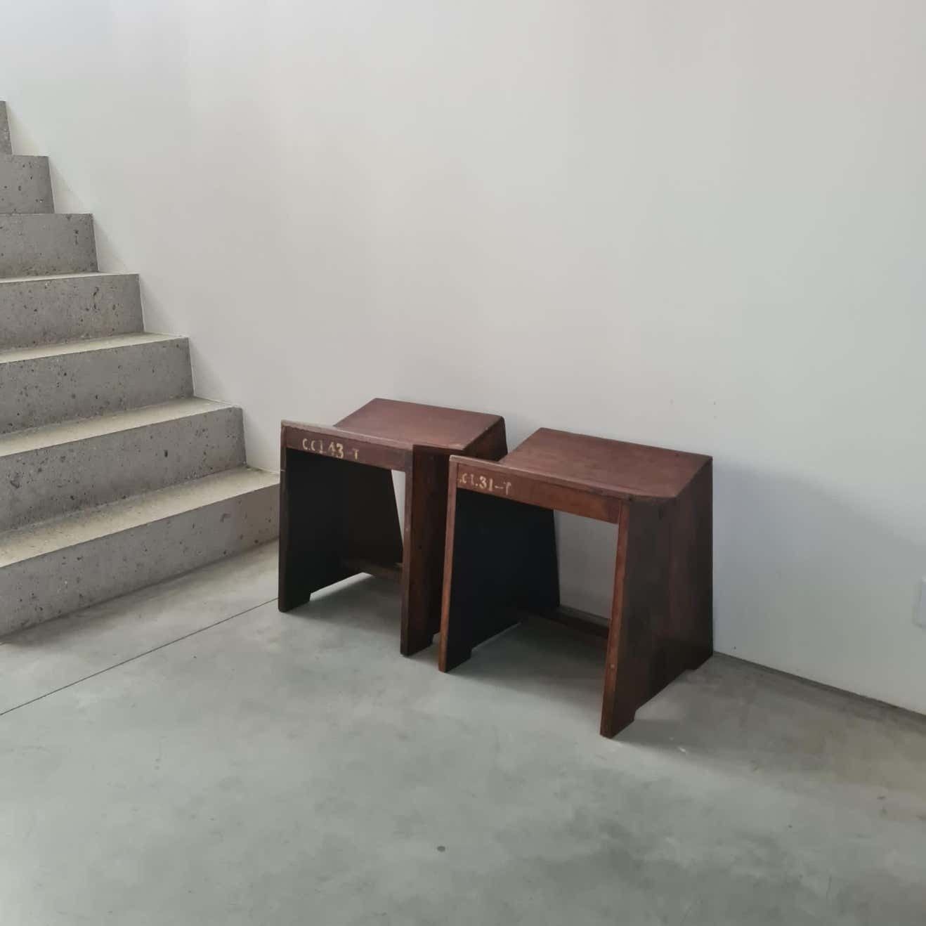 Pierre Jeanneret Pj Si 68 A Sewing Stools Chandigarh India photo vintage