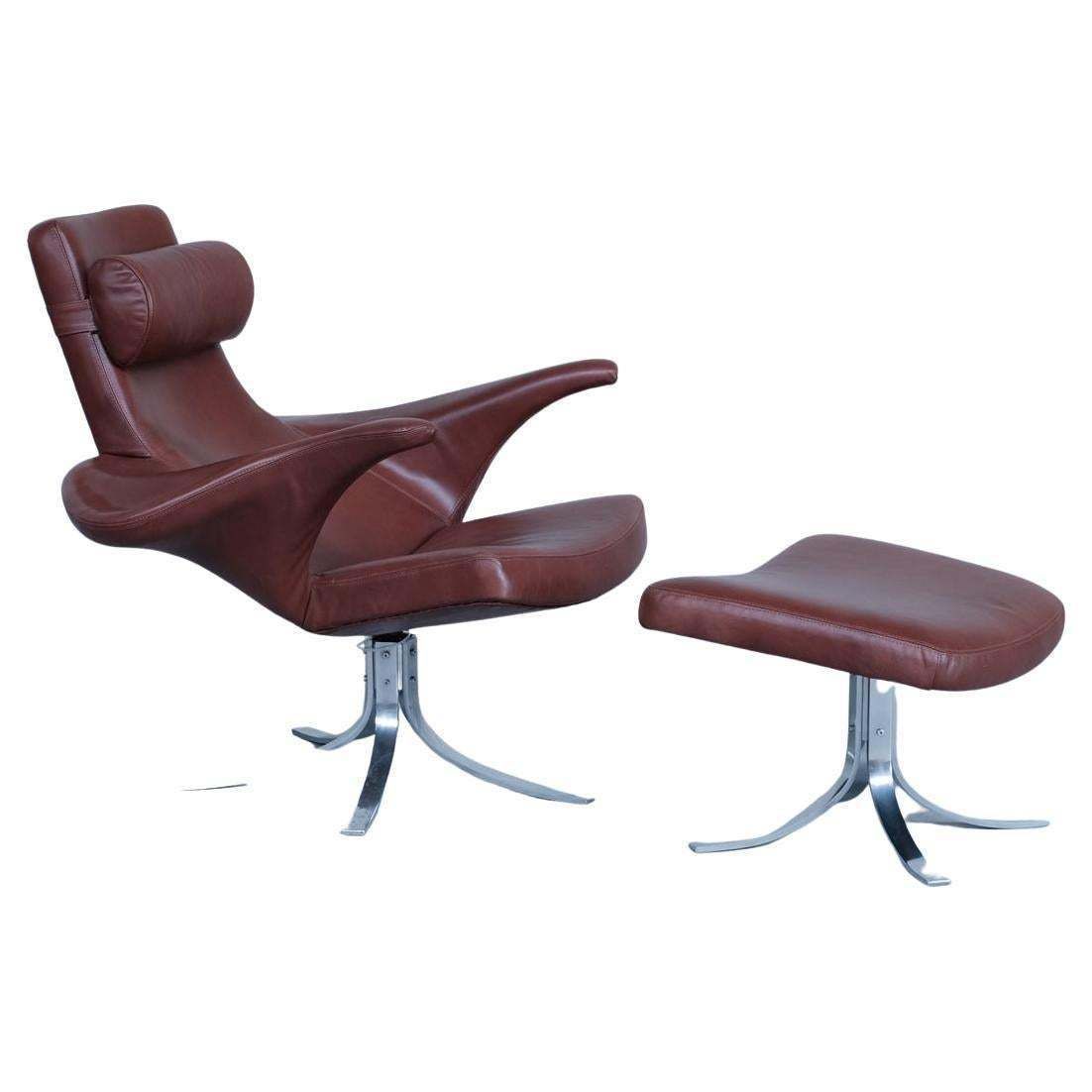 Danish Leather Mid Century Armchair By Gösta Berg By Fritz Hansen