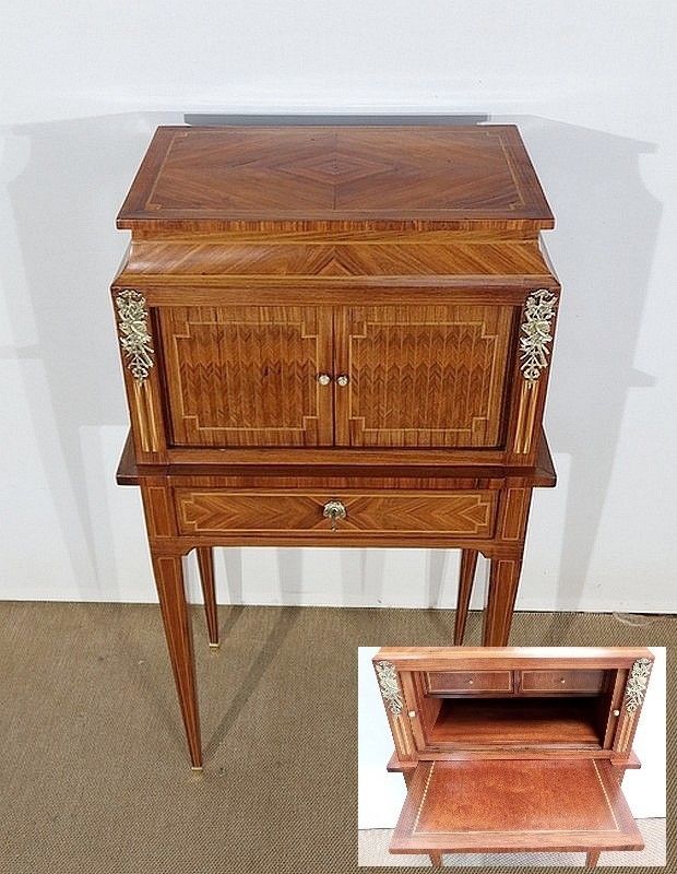 Small Cabinet In Marquetry Of Various Woods, Louis XVI Style – 1900