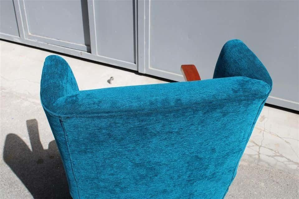 9500.0 Pair Of Italian Armchairs In Cherry Wood Blue Velvet Paolo Buffa Design 1950 photo