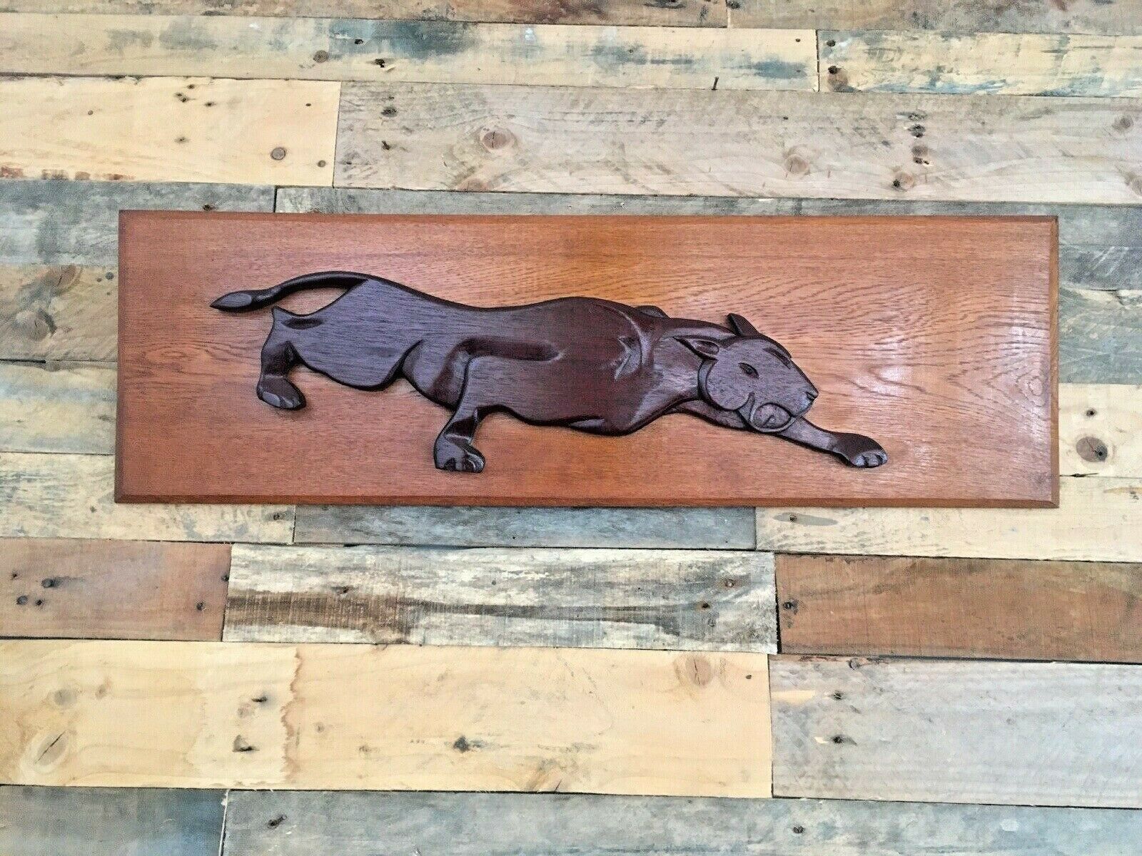 Jaguar Teak Wooden Wall Art Hanging Plaque Panel photo furniture