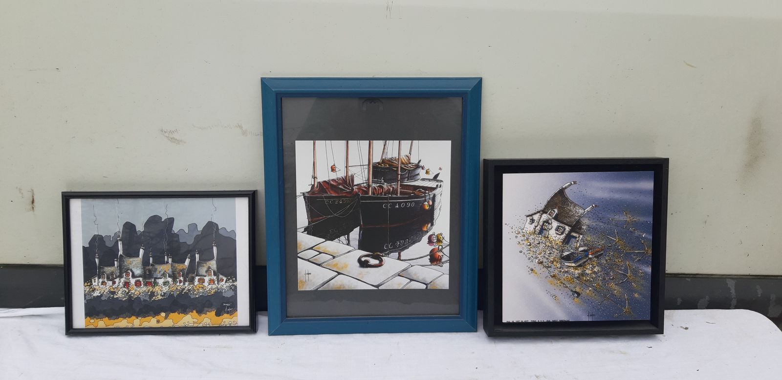 3 Paintings By Alain Couadou, 1970s