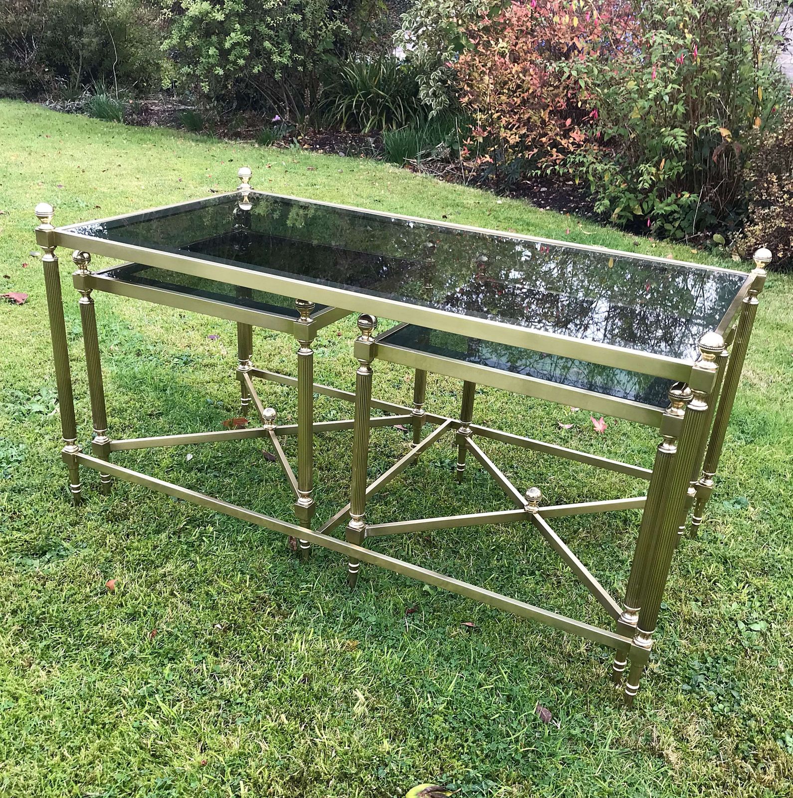 Nest Of Brass And Glass Coffee Tables photo vinterior