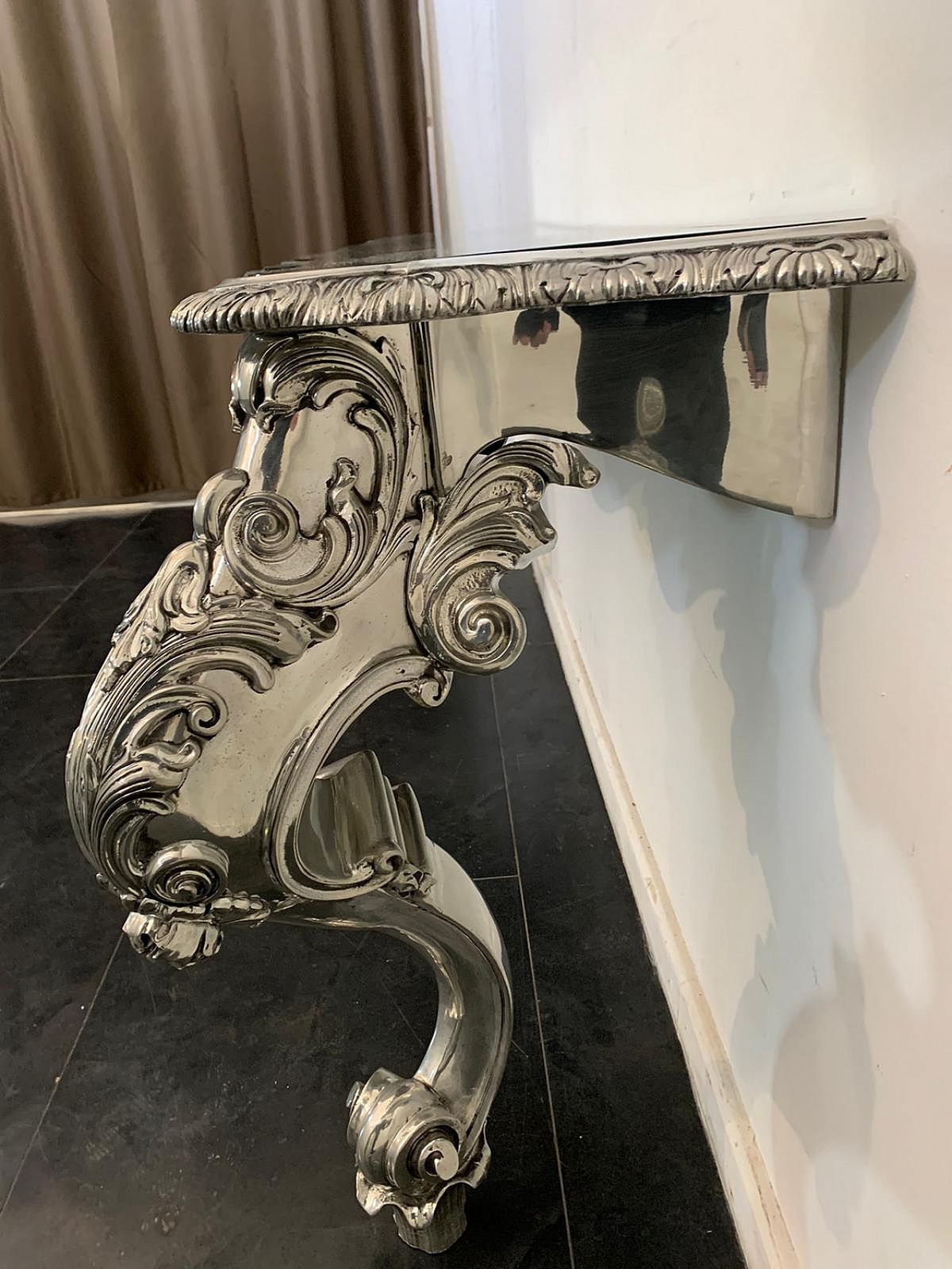 Furniture Eclectic Metal Console Table Designed By Piero Figura For Atena, 80s photo