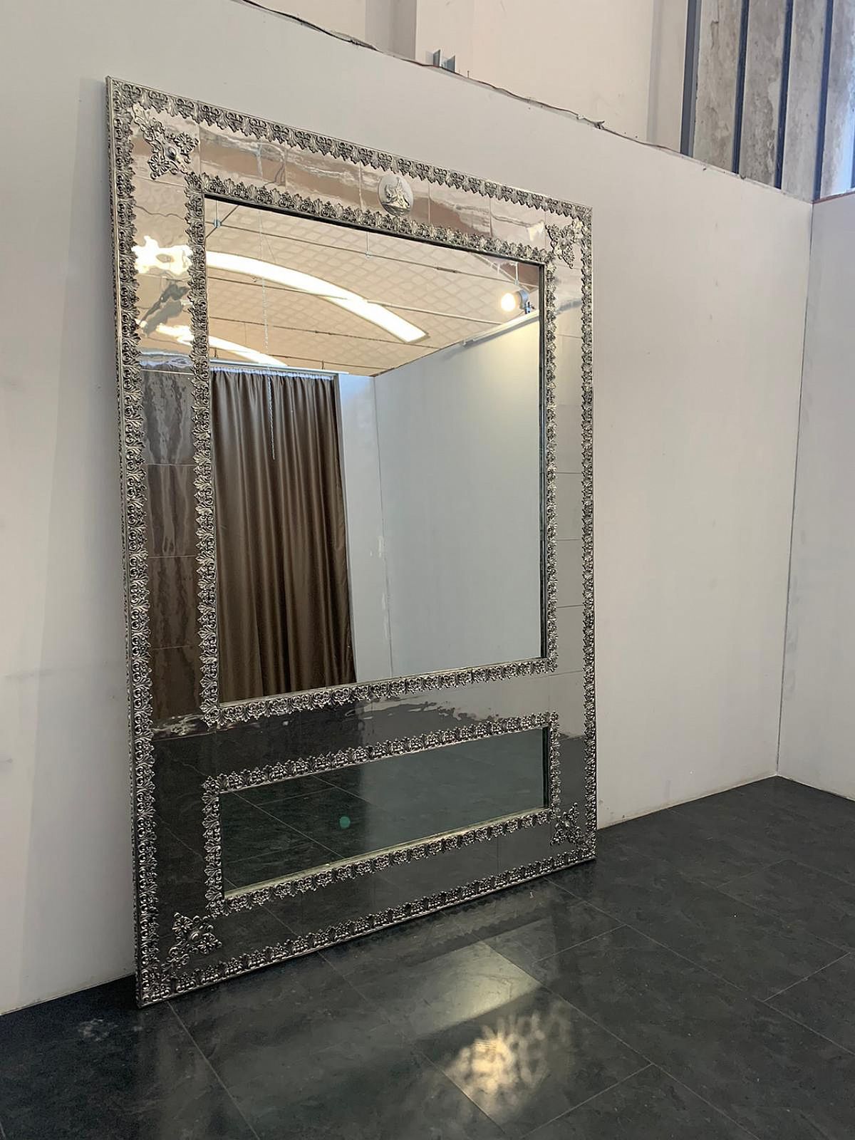 Home Decor Large Metal Mirror By Piero Figure For Athena, 1980s photo