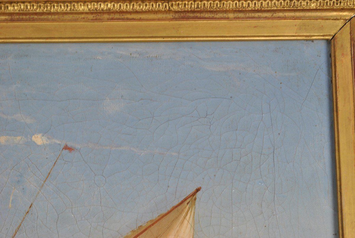 F Berré, Paintins Ship In Front Of Constantinople, Xixth Century photo 1751.0