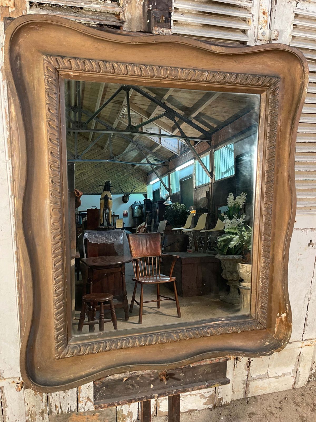 Antique French Giltwood Bedroom Bathroom Mirror Circa 1880