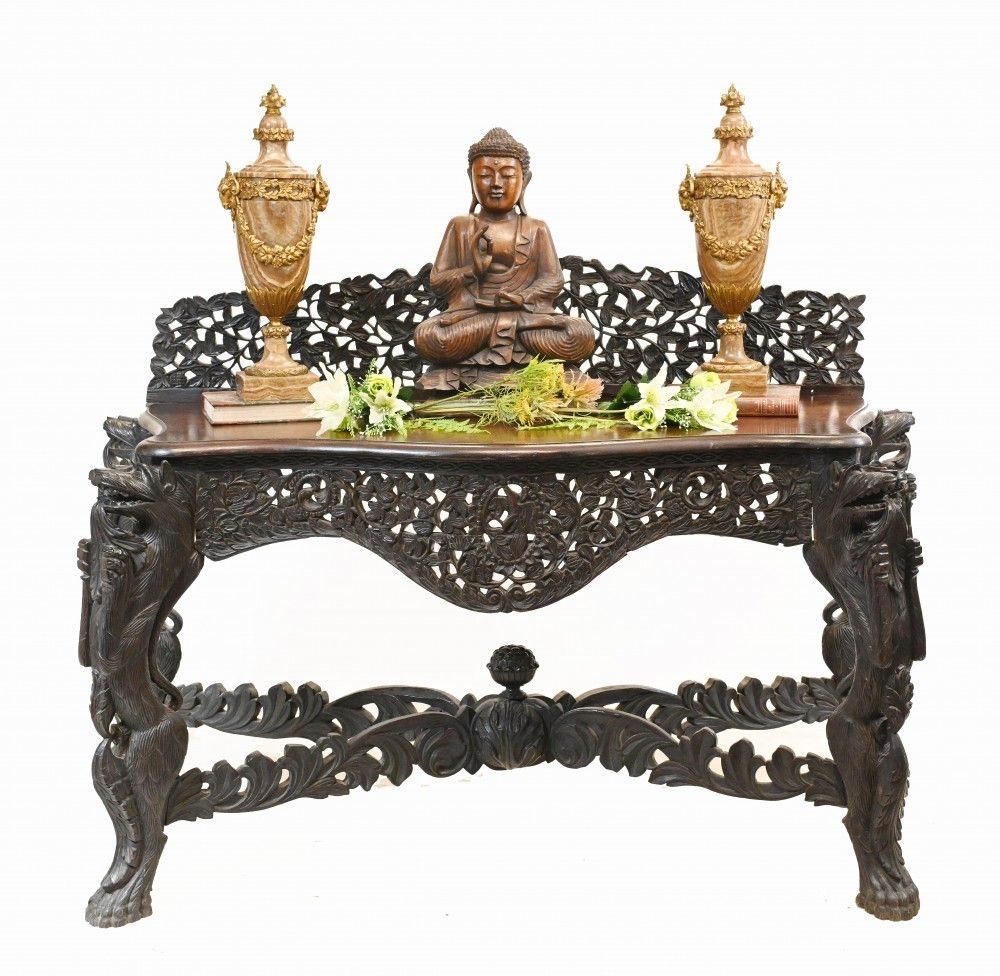 Burmese Console Table Antique Carved Burma Furniture 1880