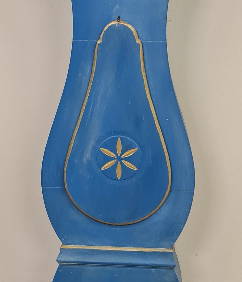 Antique Mora Clock Swedish Early 1800s Blue Gold Star Motif photo for sale