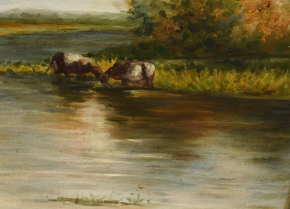 Victorian Oil Painting Pastoral River Scene Landscape Constable photo buy