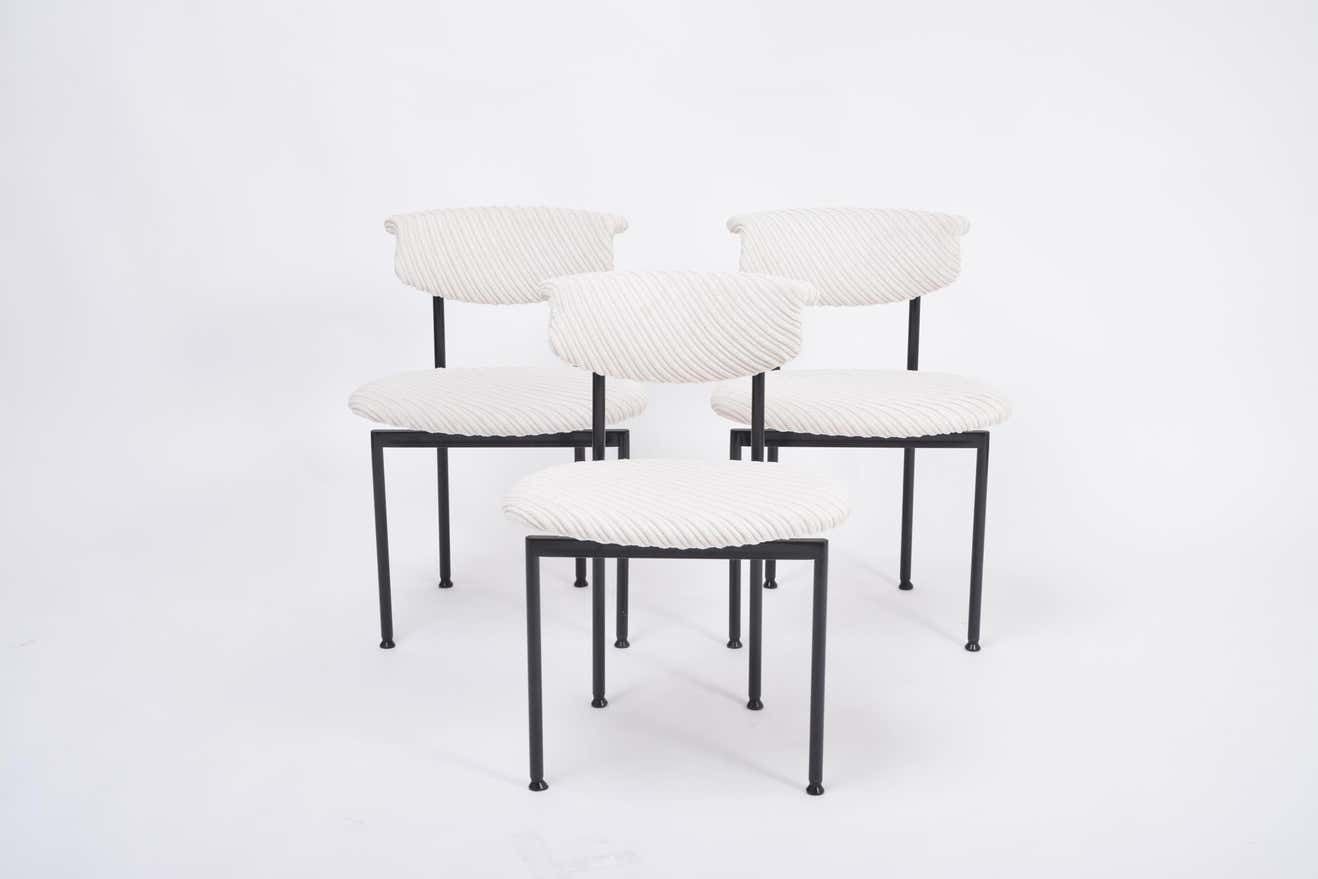Set Of Three Dutch White Alpha Chairs Designed By Rudolf Wolf, 1960s photo vinterior