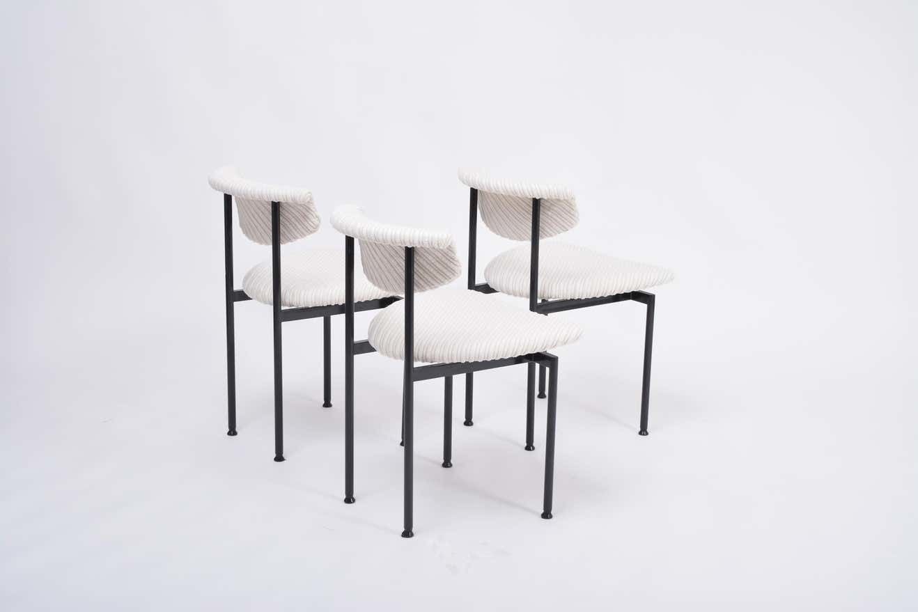 photo for sale Set Of Three Dutch White Alpha Chairs Designed By Rudolf Wolf, 1960s