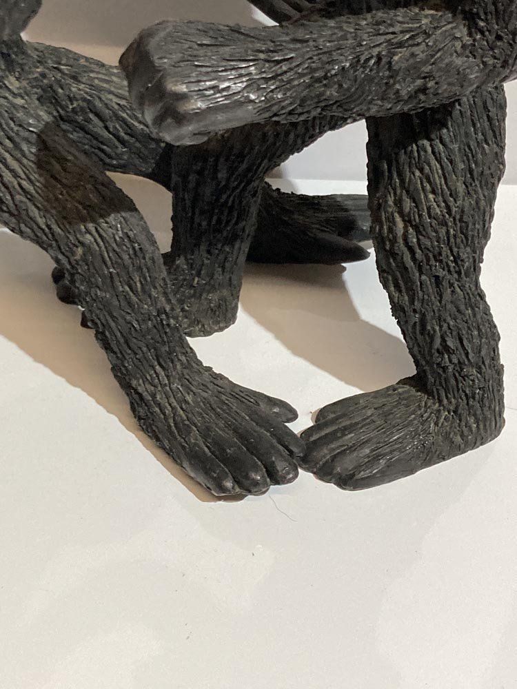 Bronze Apes, Monkeys France, 1970s, Solid Brass, Set Of 3 photo 1554.8