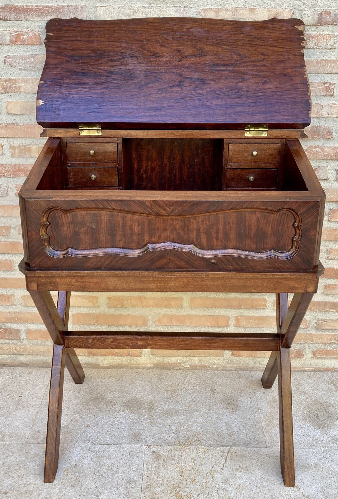 Early 20th Century Walnut & Leather Secretary Desk photo 2030.0