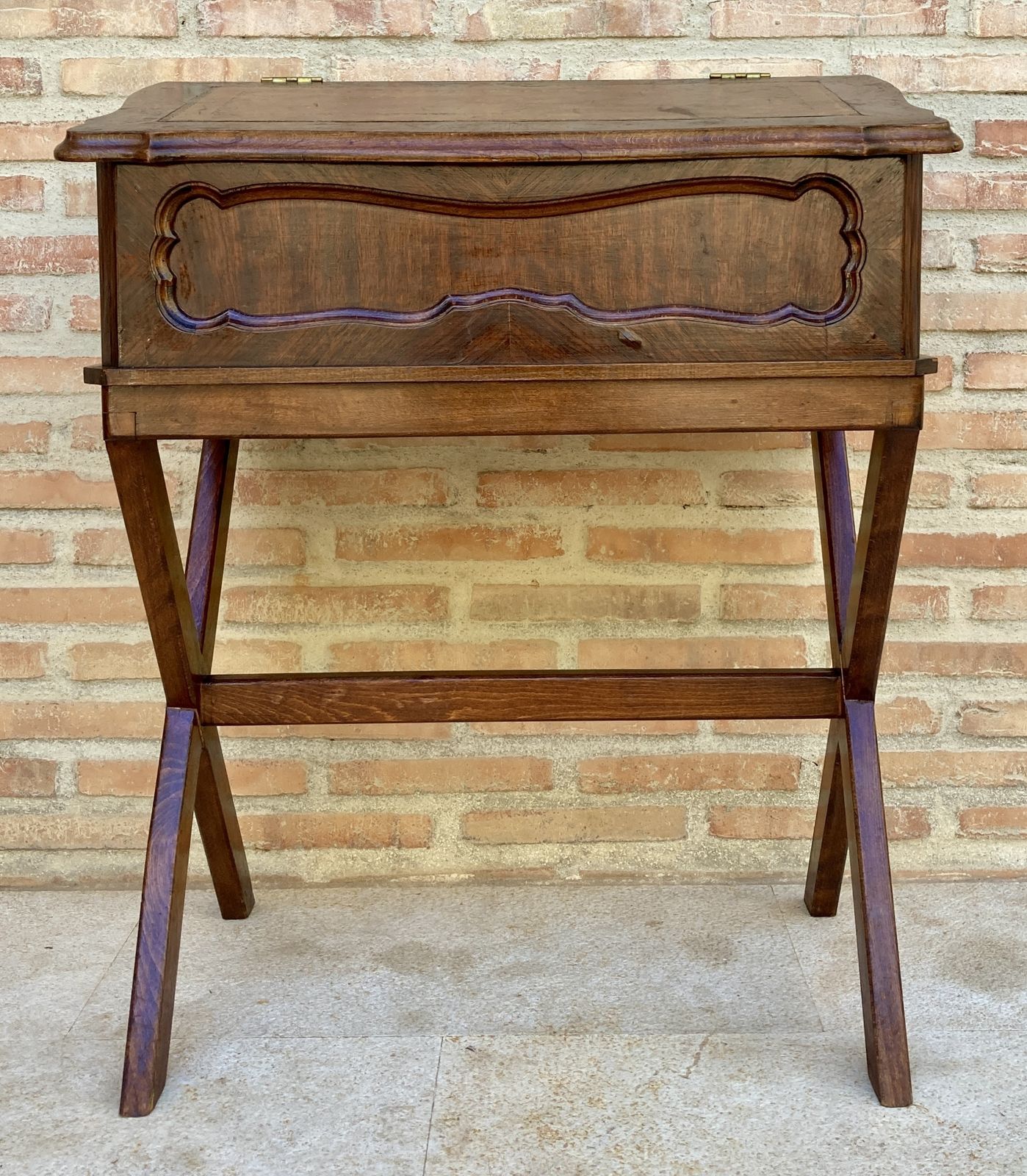 Early 20th Century Walnut & Leather Secretary Desk photo vinterior