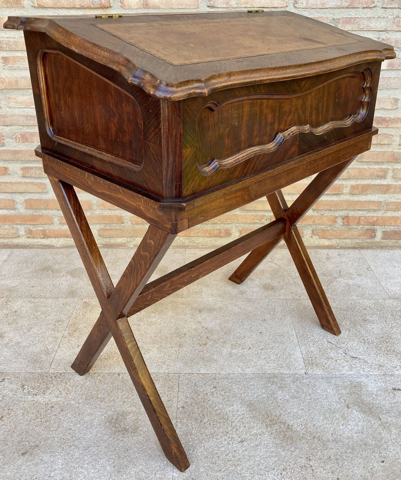 Early 20th Century Walnut & Leather Secretary Desk