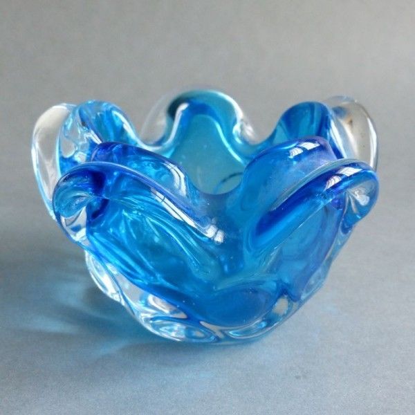 Glass Ashtray From Bohemia. 1950   1960