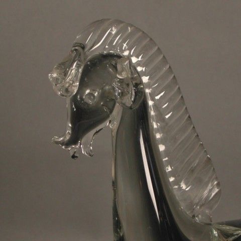 Murano. Crystal Horse Lying. Italy. 1950   1960 photo vinterior