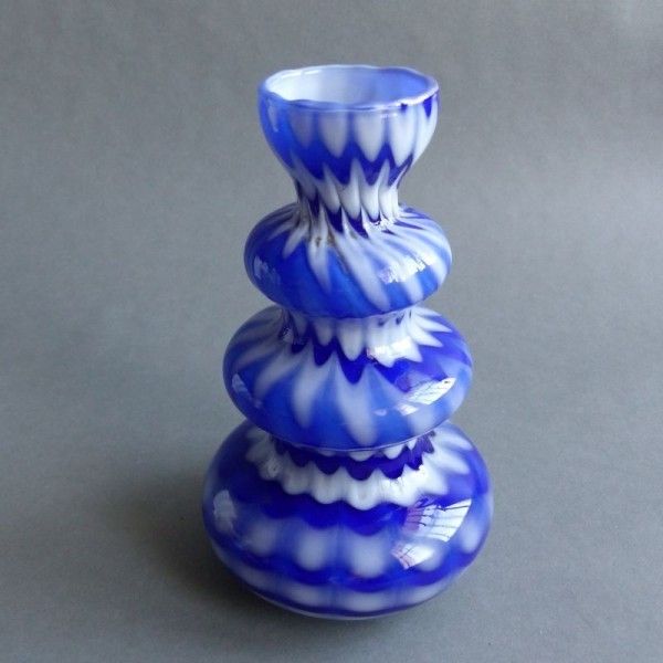 Murano Glass Vase Blue White Italy 1950   1960 photo furniture
