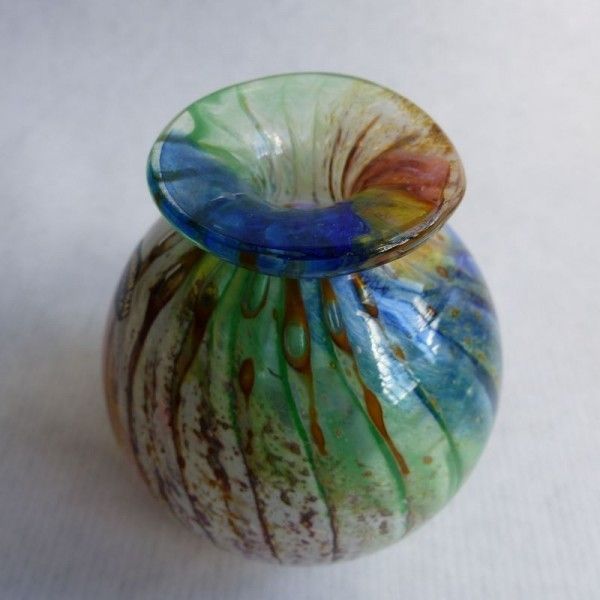 Hand Blown Glass Vase By Mdina Glass Malta. 1960   1970 photo for sale