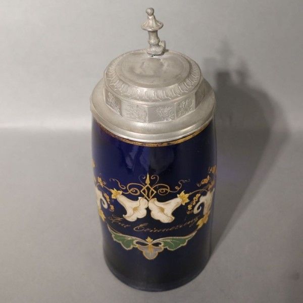 Art Nouveau Souvenir Mug With A Tin Lid. 1900 photo for sale