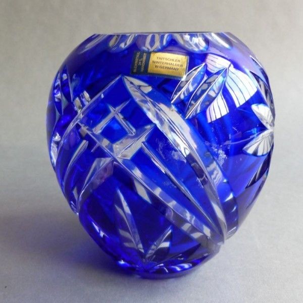 Blue Lead Crystal Vase By Tritschler Winterhalter. 1960   1970 photo vinterior