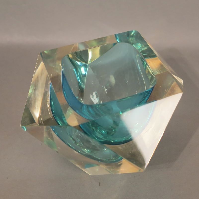 Faceted Murano Sommerso Glass Bowl By Flavio Poli 1950   1959 photo furniture