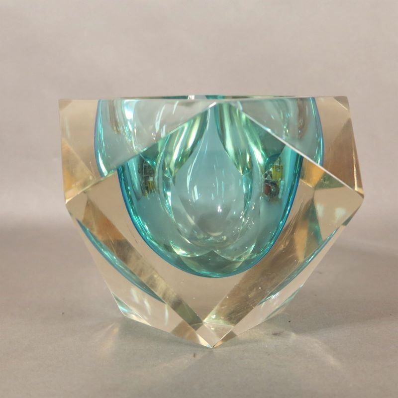 Faceted Murano Sommerso Glass Bowl By Flavio Poli 1950   1959 photo for sale
