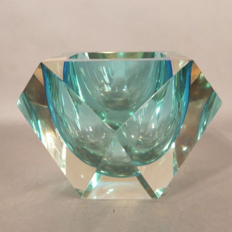 photo for sale Faceted Murano Sommerso Glass Bowl By Flavio Poli 1950   1959