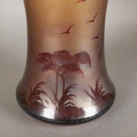 Art Nouveau Glass Vase With Palm Tree Decor. France 1900   1920 photo furniture