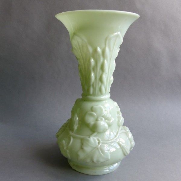 Large Light Green Art Nouveau Glass Vase. France 1900   1920 photo for sale
