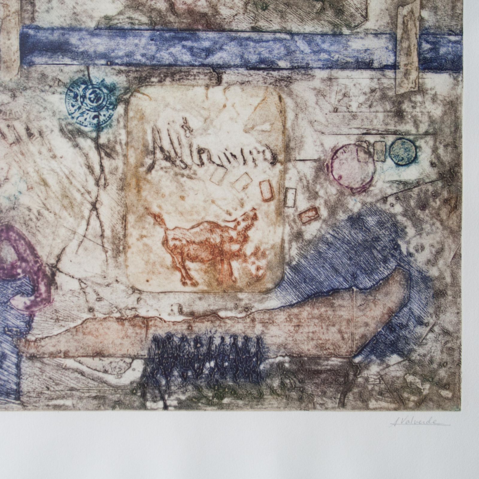 Midcentury Alberto Valverde Travieso Engraving On Paper Painting, Spain, 1960 photo Art