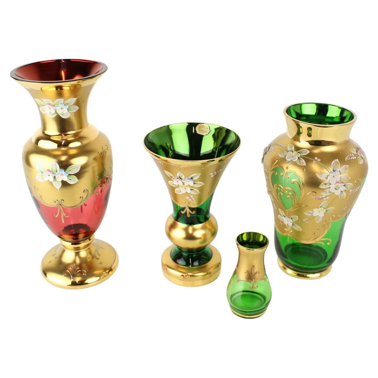 Bohemia Glass Vase, High Enamel,Gold,1950s, Czechoslovakia