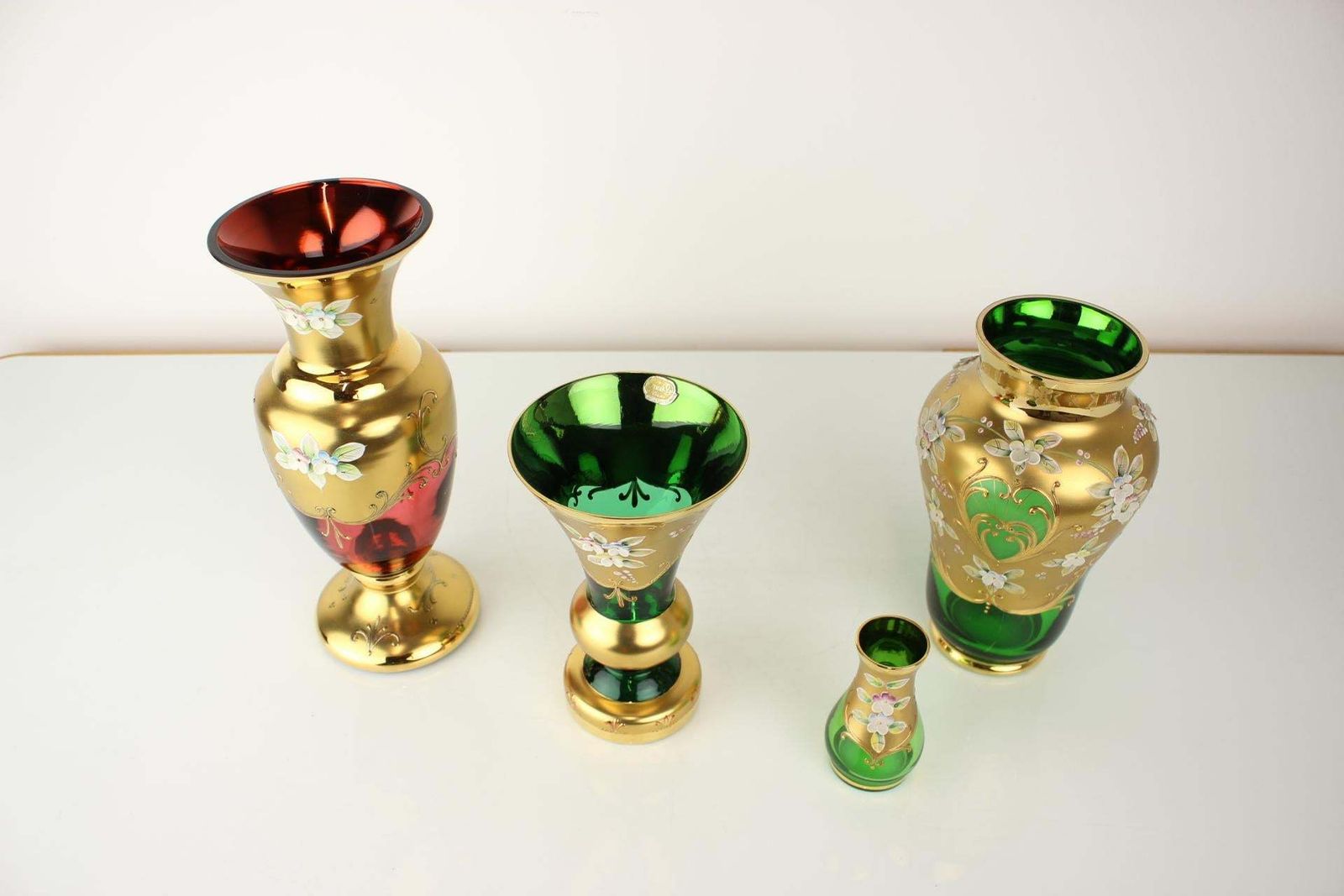 Bohemia Glass Vase, High Enamel,Gold,1950s, Czechoslovakia photo Home Decor