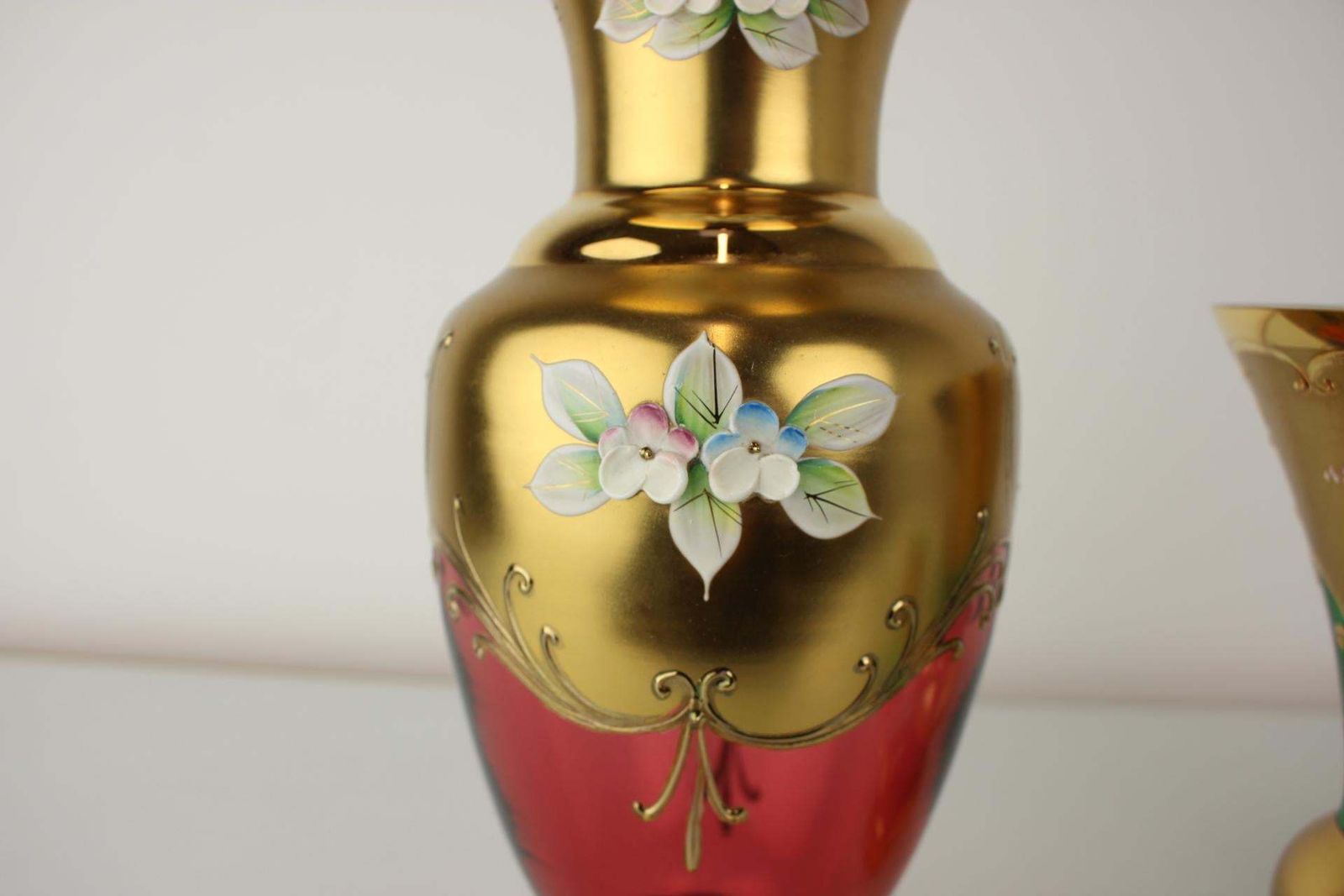 photo furniture Bohemia Glass Vase, High Enamel,Gold,1950s, Czechoslovakia