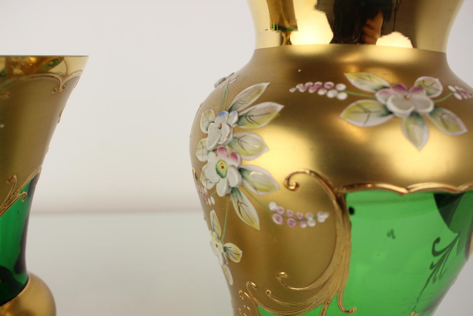Home Decor Bohemia Glass Vase, High Enamel,Gold,1950s, Czechoslovakia photo