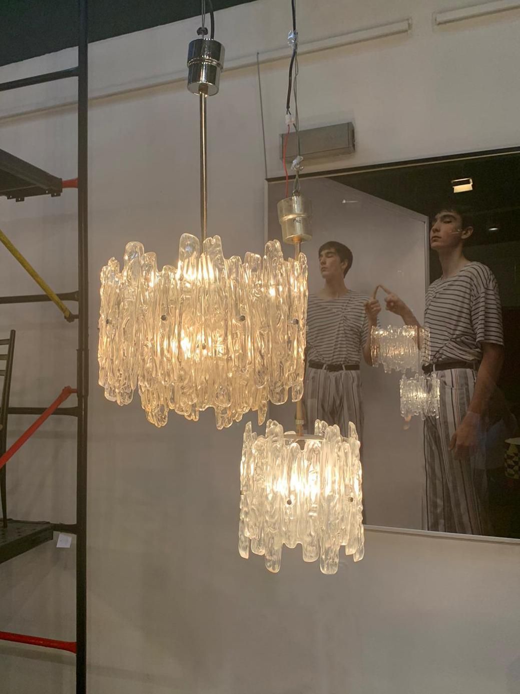 Ceiling Lamp Model "Ice Glass" Designed And Produced By J.T. Kalmar Austria 1960 photo vinterior