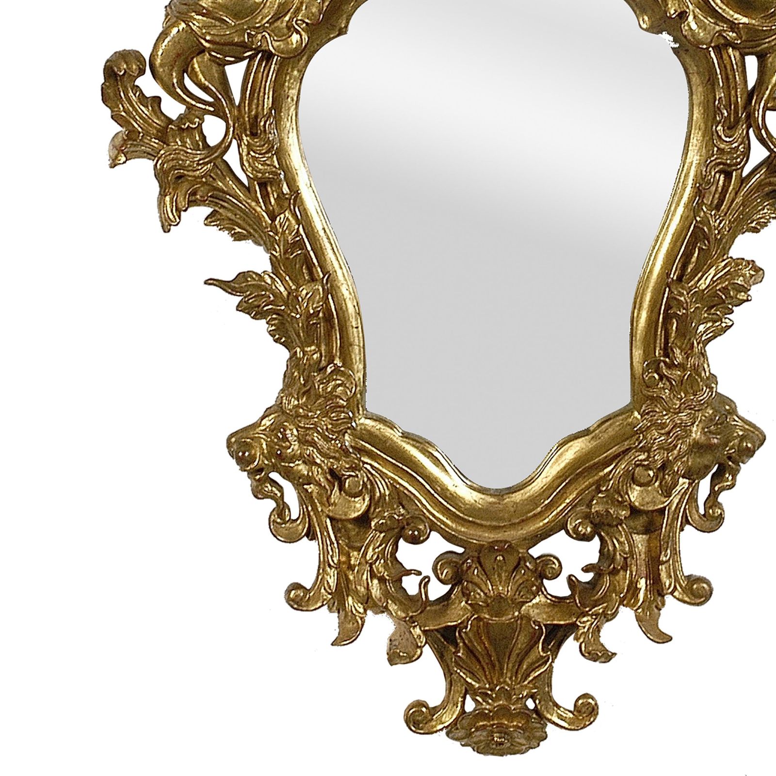 Neoclassical Style Gold Foil Hand Carved Wooden Pair Of Mirrors, Spain, 1970 photo Home Decor