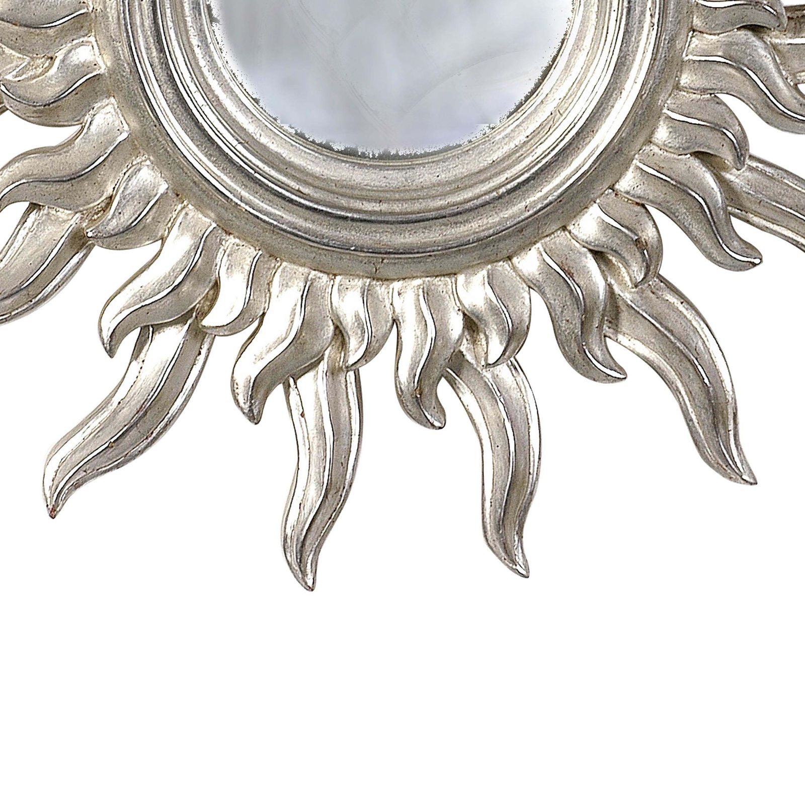 Mid Century Modern Sun Silver Wood French Mirror, 1960 photo for sale