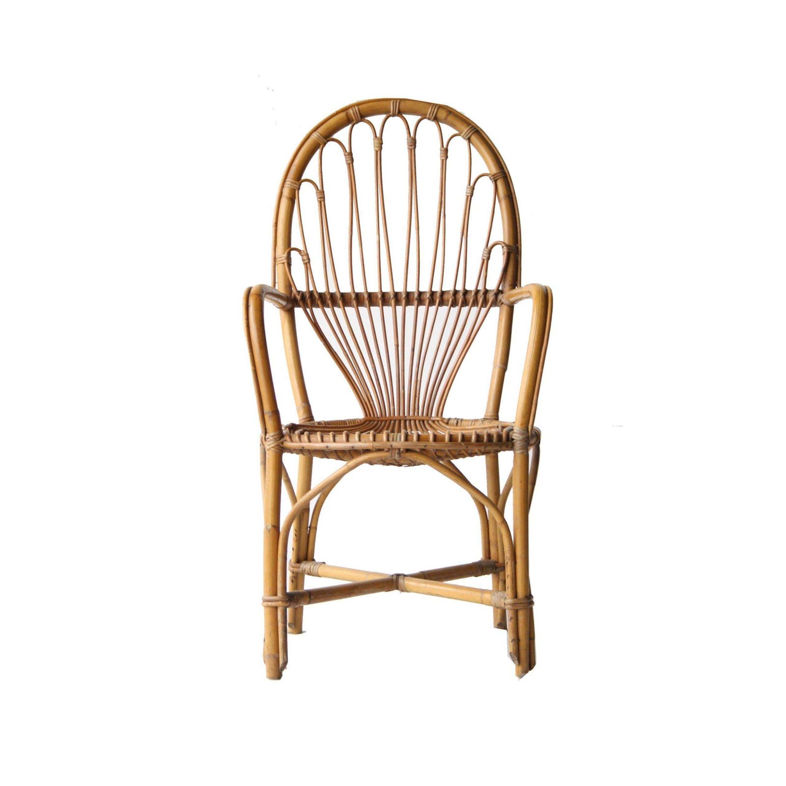 Midcentury Bamboo Wicker Pair Of Armchairs, France, 1970 photo furniture