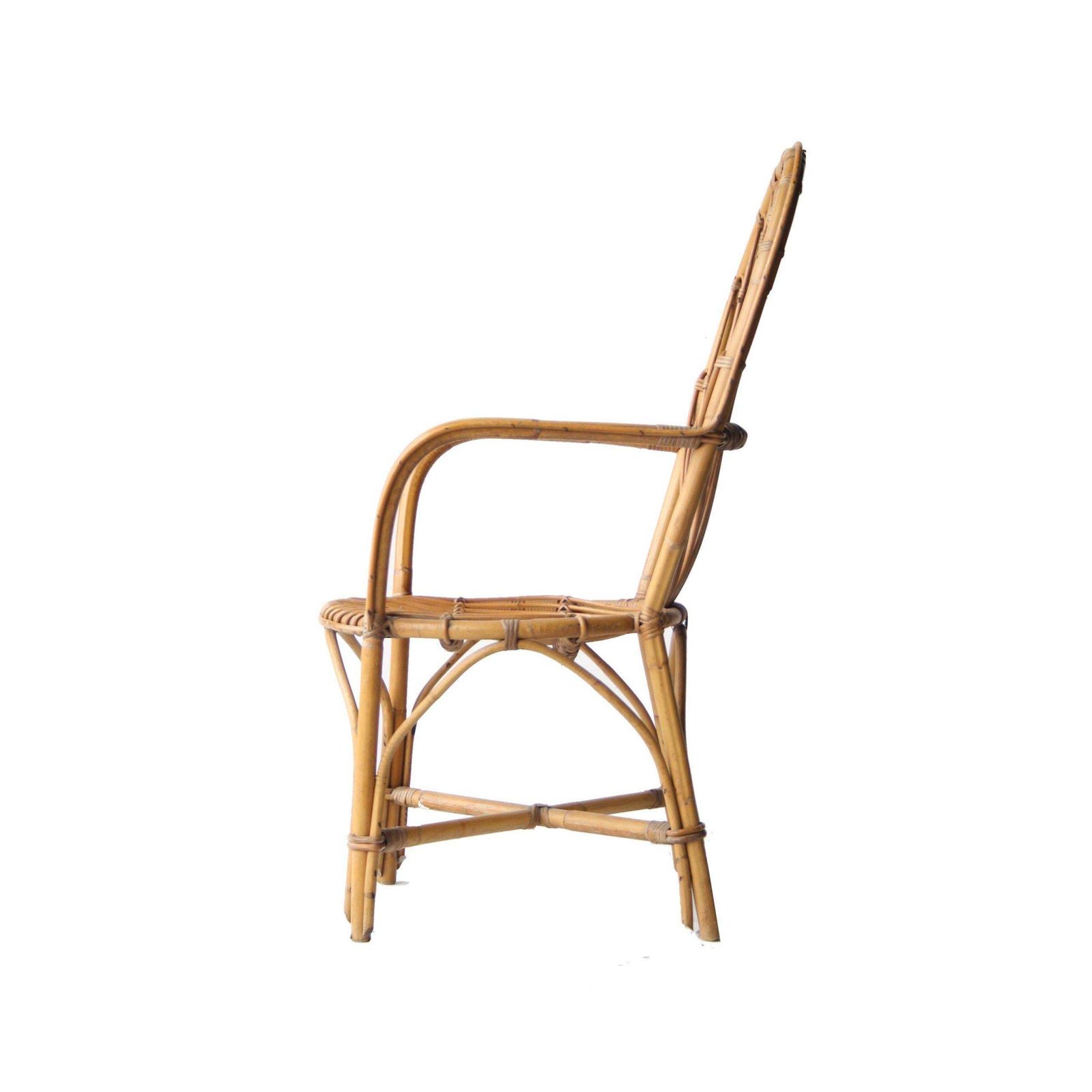 Midcentury Bamboo Wicker Pair Of Armchairs, France, 1970 photo Furniture