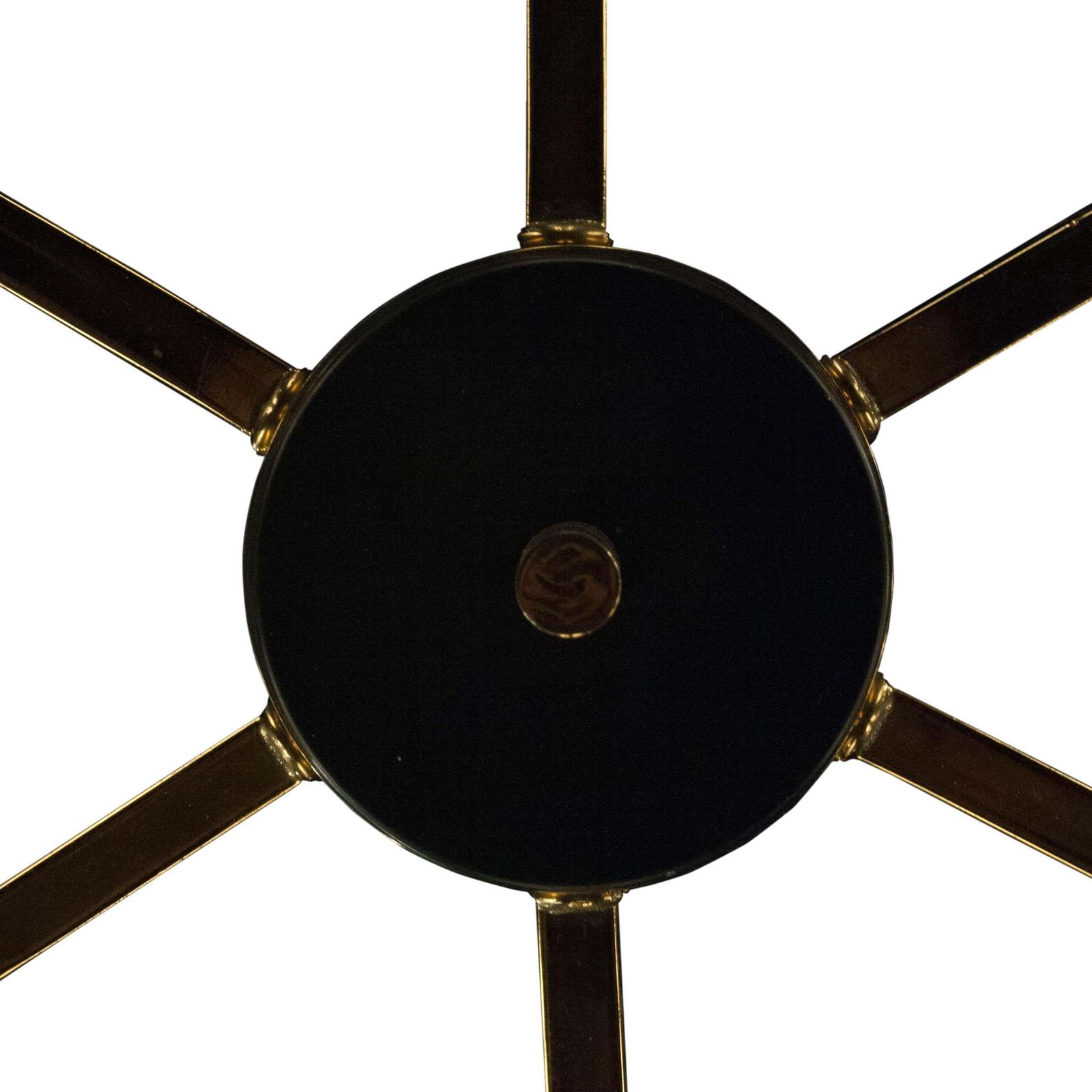 Mid Century Modern Circular Gold White Brass Glass Ceiling Lamp Italy, 1950 photo for sale