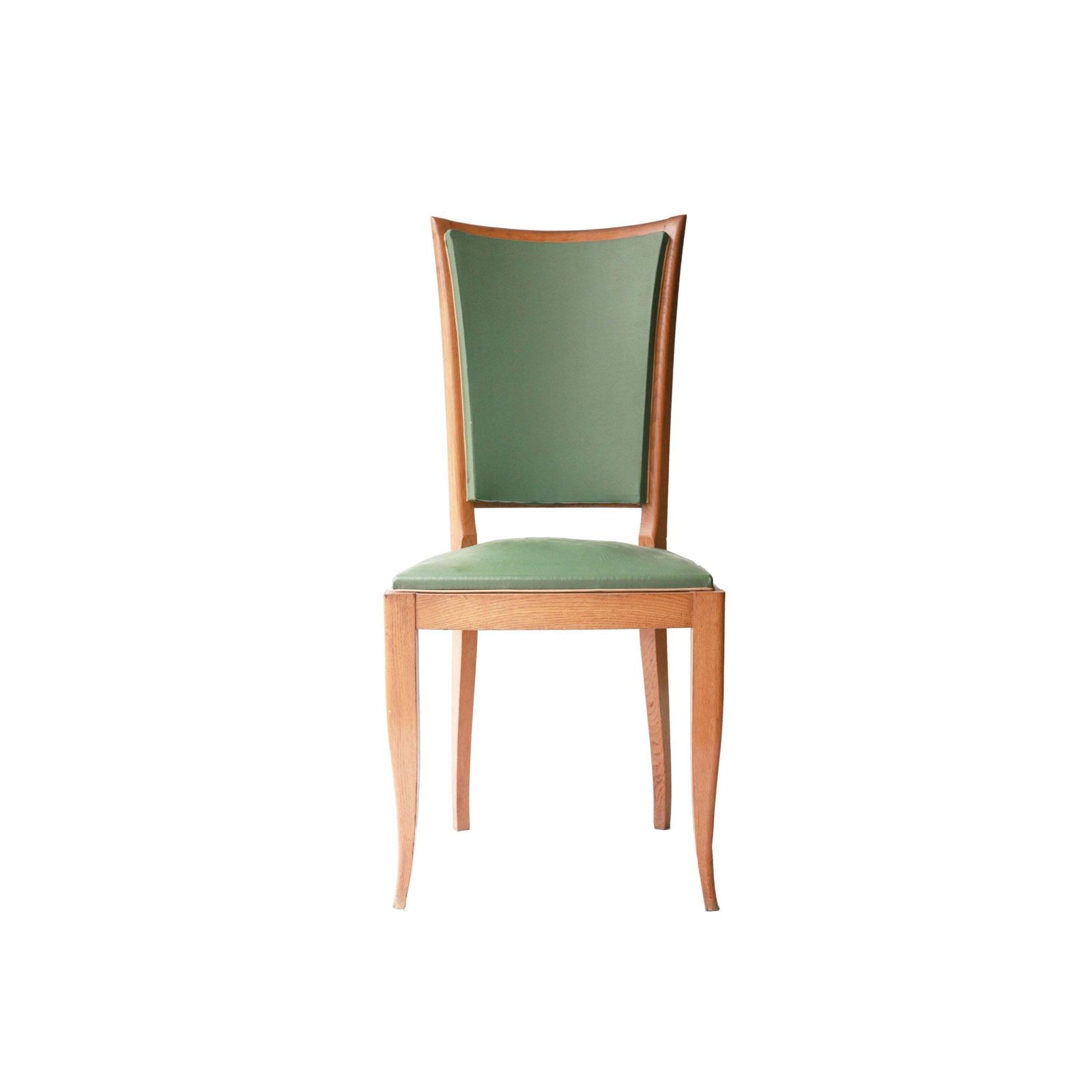 Art Deco Interwar Green Leatherette Wood Set Of Six French Chairs, France, 1940 photo vinterior